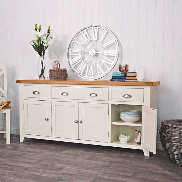 Hampshire Ivory Painted Oak 4 Door Extra Large Sideboard