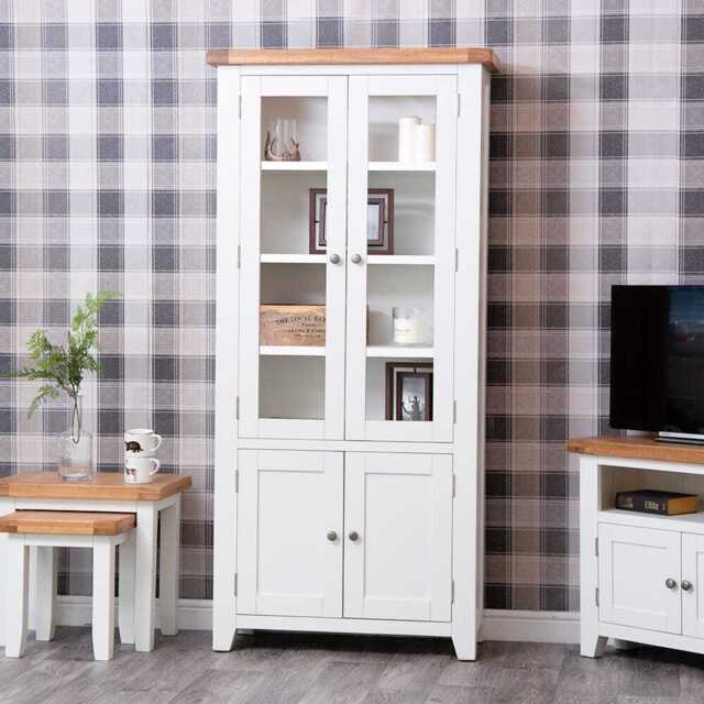 Hampshire White Painted Oak Glass Display Cabinet
