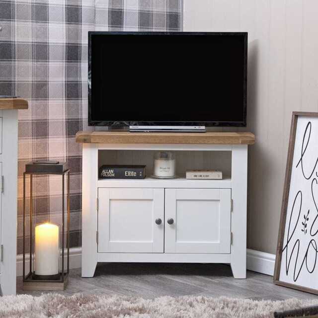 Hampshire White Painted Oak Corner TV Unit
