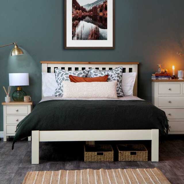 Salisbury Ivory Painted Oak King Size Bed Frame