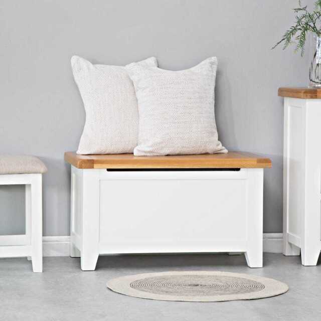 Hampshire White Painted Oak Blanket Storage Box