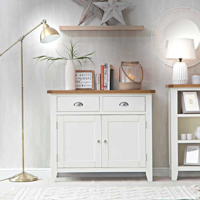 Chester White Painted Oak 2 Door Medium Sideboard