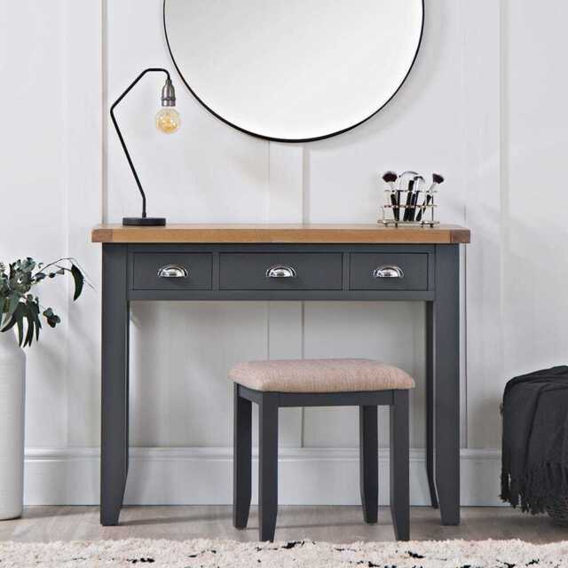Suffolk Midnight Grey Painted Oak Dressing Table by Chiltern Oak Furniture  | uFurnish.com