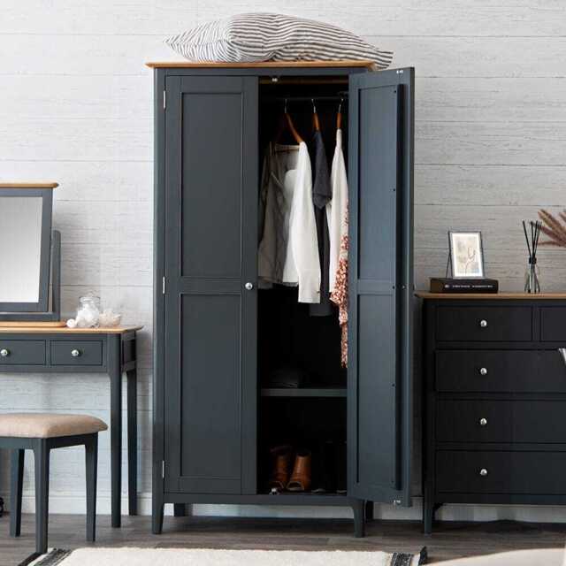 Bergen Blue Painted Oak Double Wardrobe