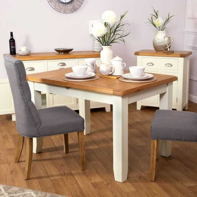 Hampshire Ivory Painted Oak Small Extending Dining Table