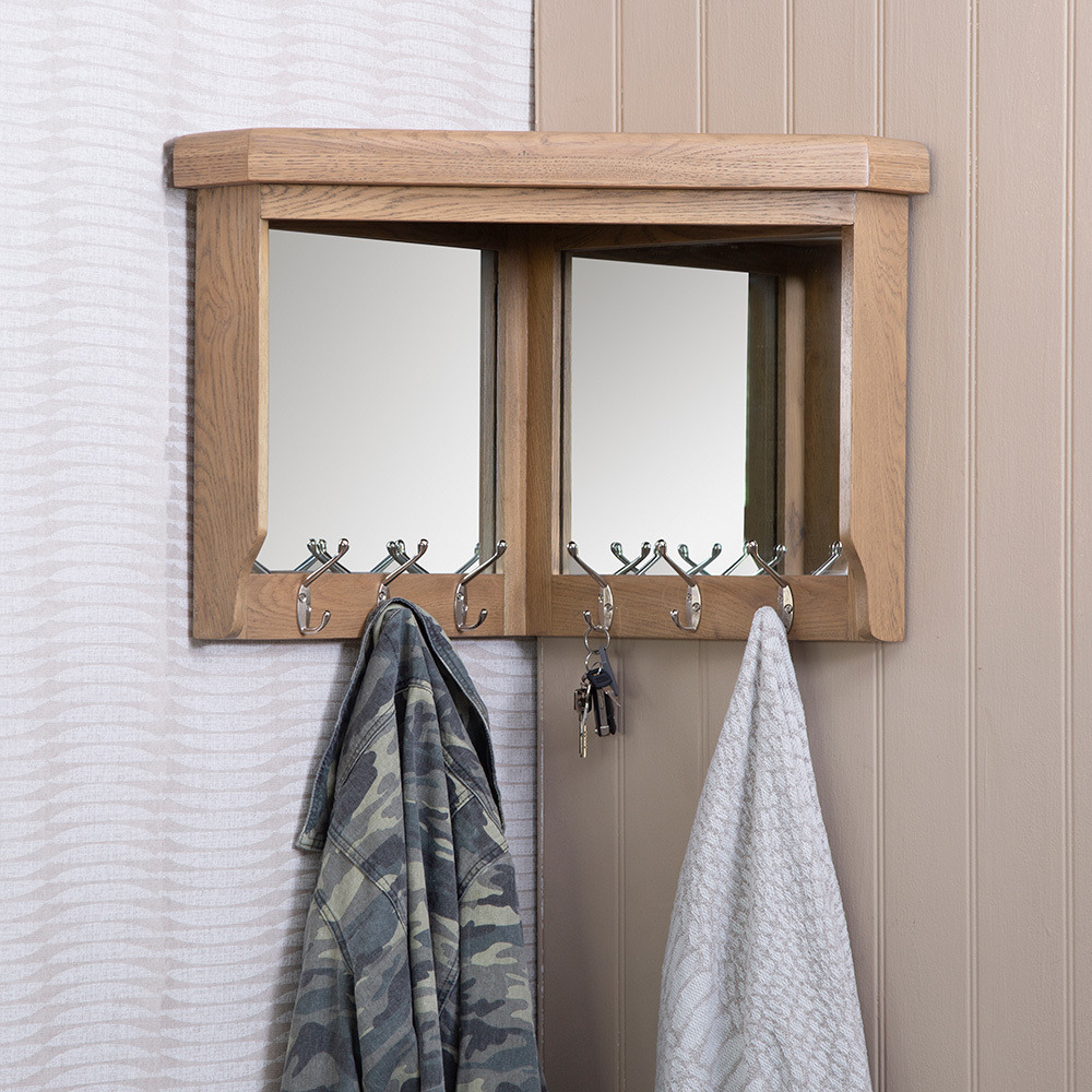 Wessex Smoked Oak Corner Mirrored Coat Rack by Chiltern Oak