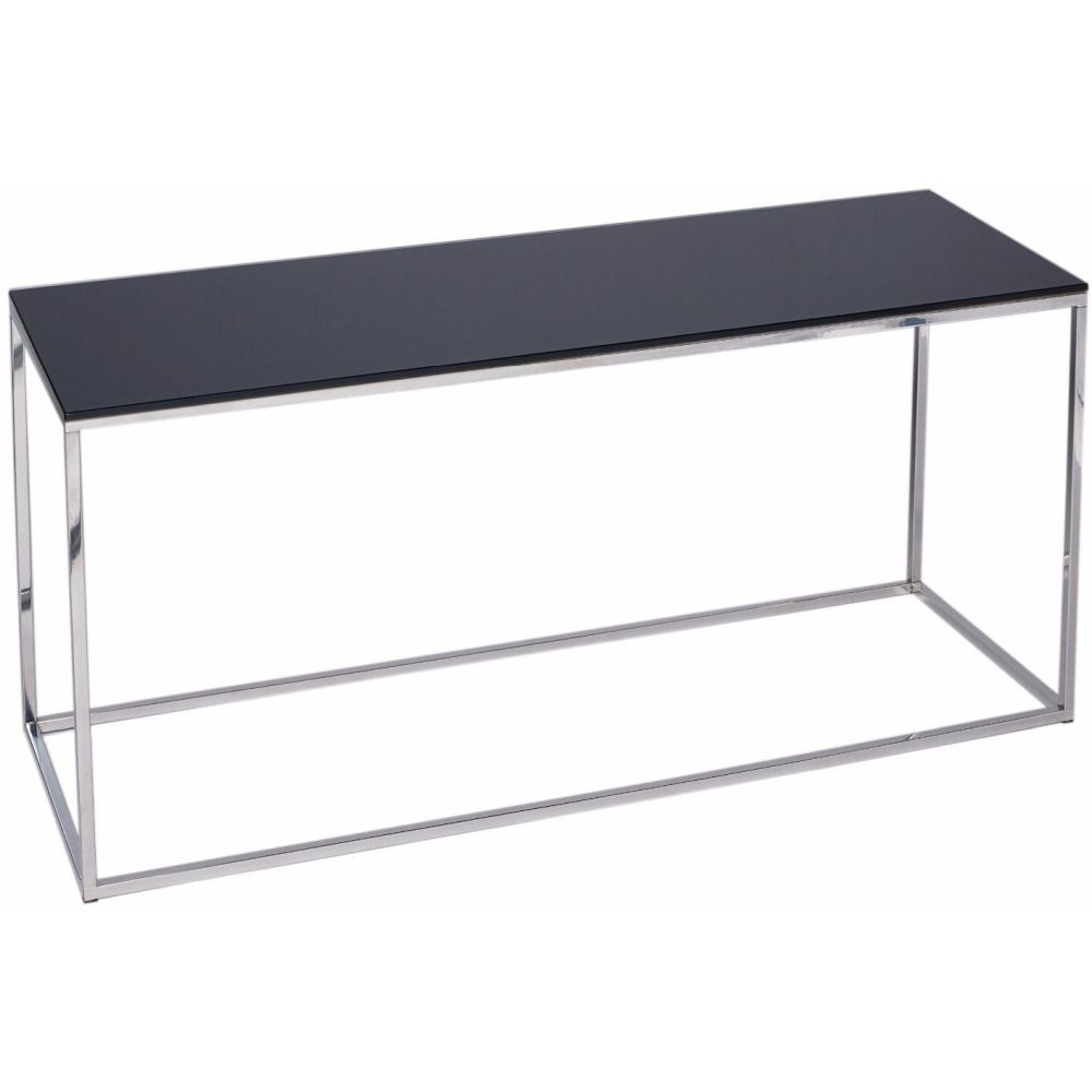 Gillmore Space Kensal Black Glass and Stainless Steel TV Stand