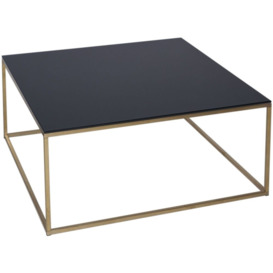 Gillmore Space Kensal Black Glass and Brass Square Coffee Table