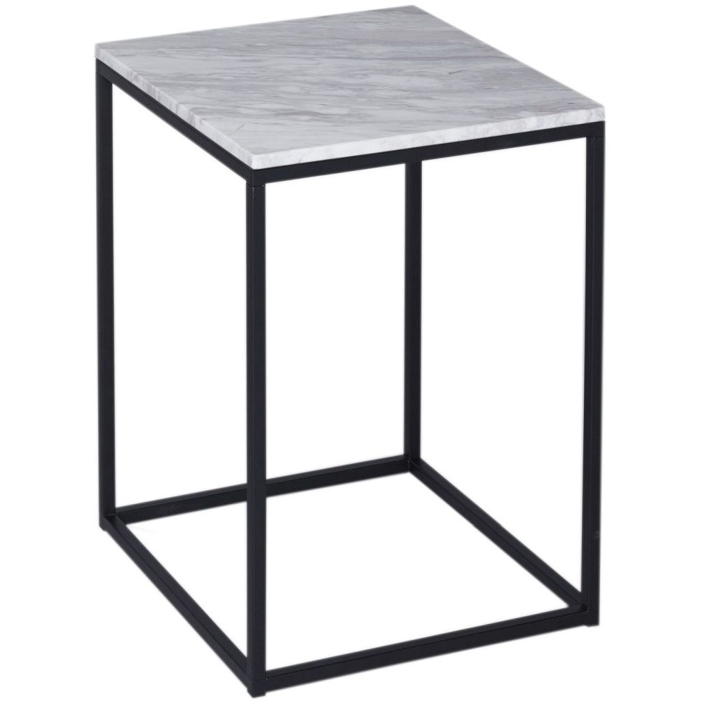 Gillmore Space Kensal White Marble and Black Square Side Table - image 1