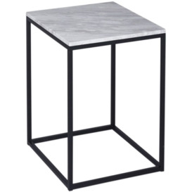 Gillmore Space Kensal White Marble and Black Square Side Table - thumbnail 1