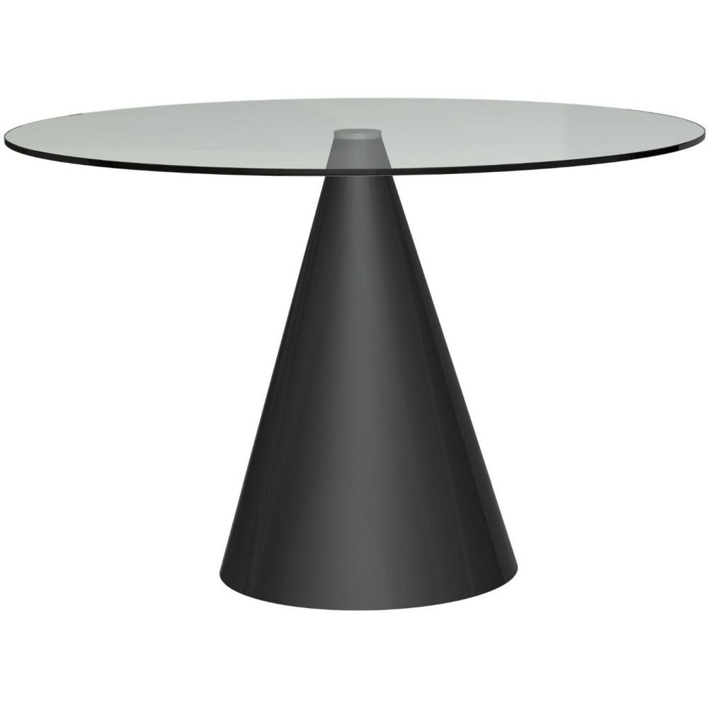 Gillmore Space Oscar Clear Glass 110cm Large Round Dining Table with Black Conical Base - 2 Seater - image 1