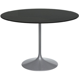 Gillmore Space Swan Black Glass Top 110cm Round Large Dining Table with Dark Chrome Base - thumbnail 1