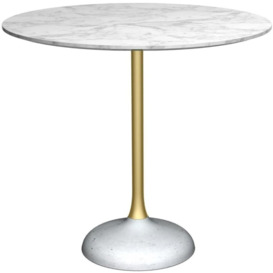 Gillmore Space Swan White Marble Top and Brass Column 80cm Round Dining Table with Concrete Base - thumbnail 1