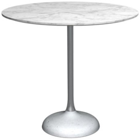 Gillmore Space Swan White Marble Top and Dark Chrome Column 80cm Round Dining Table with Concrete - thumbnail 1