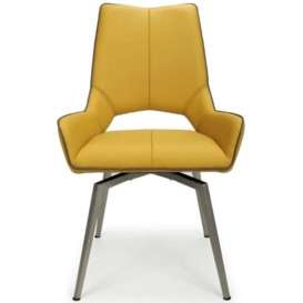 Mako Yellow Leather Effect Swivel Dining Chair (Sold in Pairs)