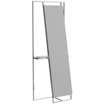 Gillmore Space Federico Polished Chrome Rectangular Floor Mirror and Valet with Weathered Oak Accent - image 1