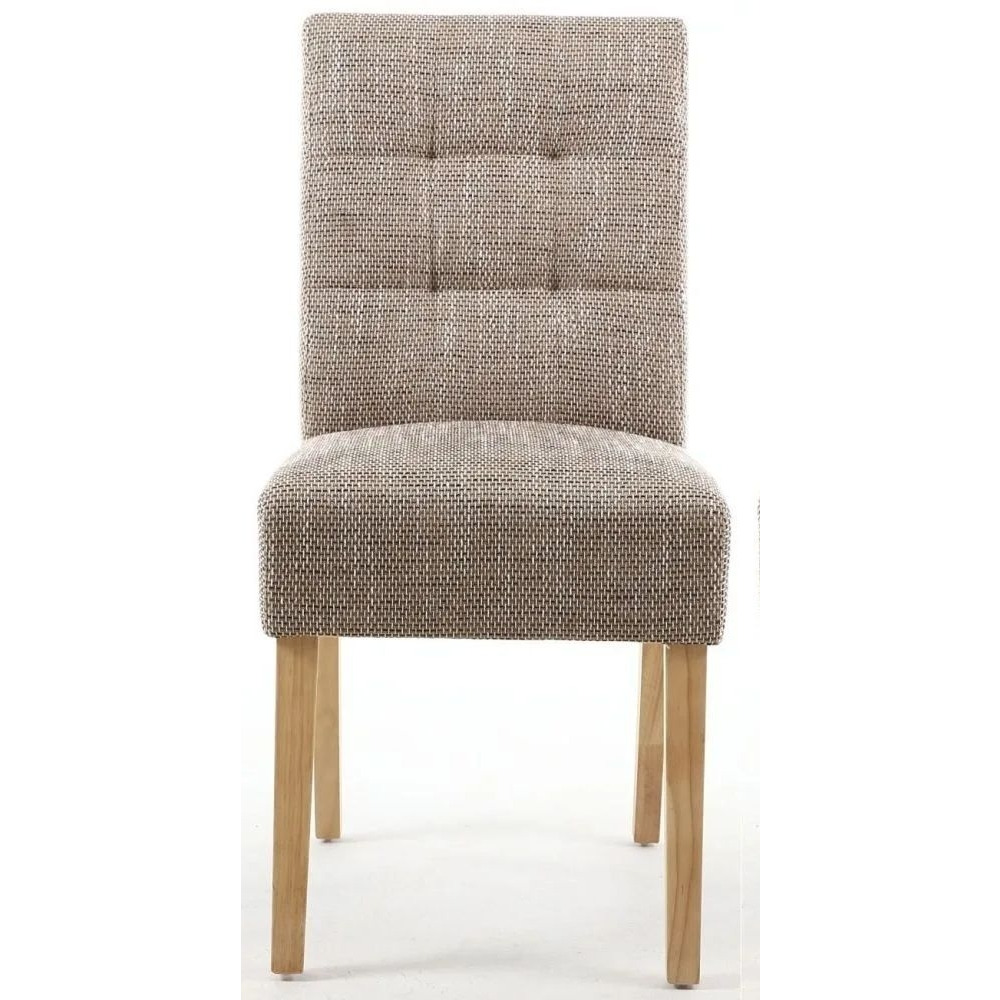 Moseley Stitched Waffle Tweed Oatmeal Dining Chair in Natural Legs (Sold in Pairs) - image 1