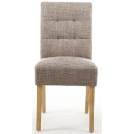 Moseley Stitched Waffle Tweed Oatmeal Dining Chair in Natural Legs (Sold in Pairs) - thumbnail 1