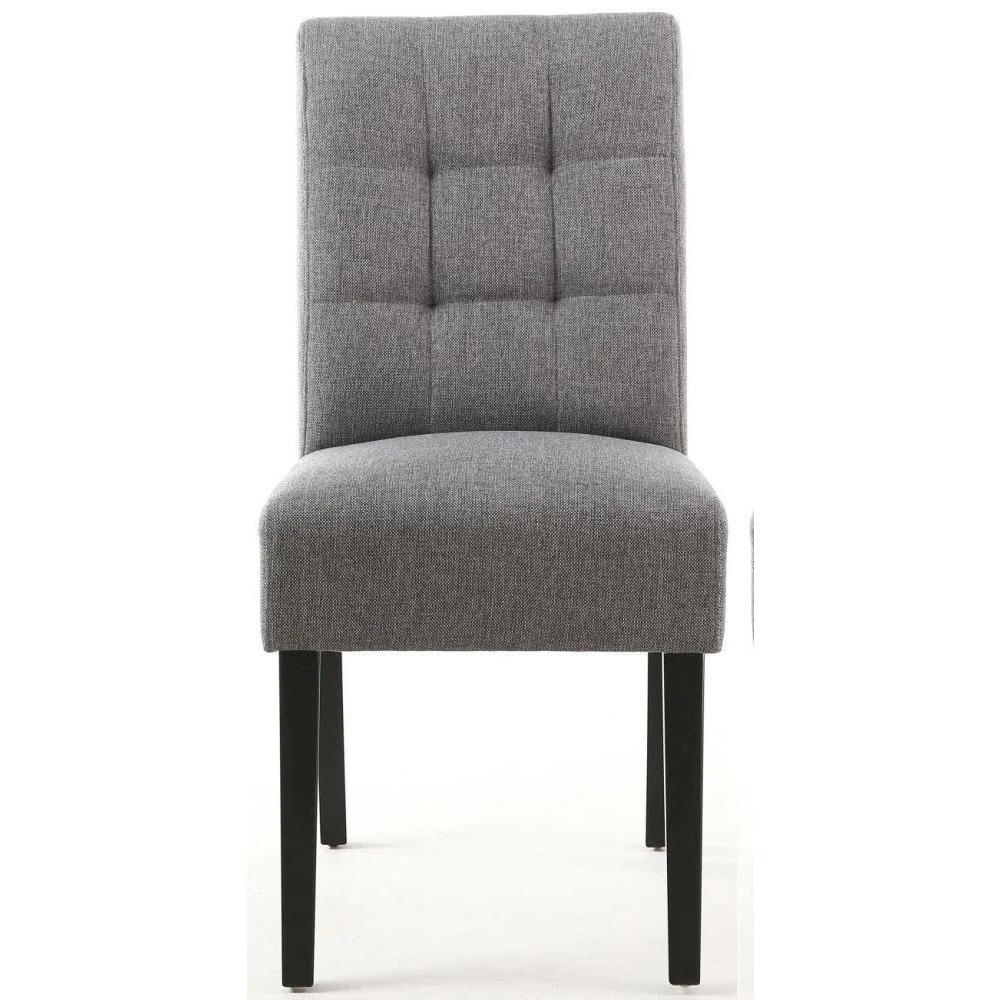 Moseley Stitched Waffle Steel Grey Linen Effect Dining Chair in Black Legs (Sold in Pairs) - image 1