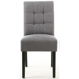 Moseley Stitched Waffle Steel Grey Linen Effect Dining Chair in Black Legs (Sold in Pairs) - thumbnail 1