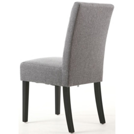 Moseley Stitched Waffle Steel Grey Linen Effect Dining Chair in Black Legs (Sold in Pairs) - thumbnail 2