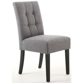 Moseley Stitched Waffle Steel Grey Linen Effect Dining Chair in Black Legs (Sold in Pairs) - thumbnail 3