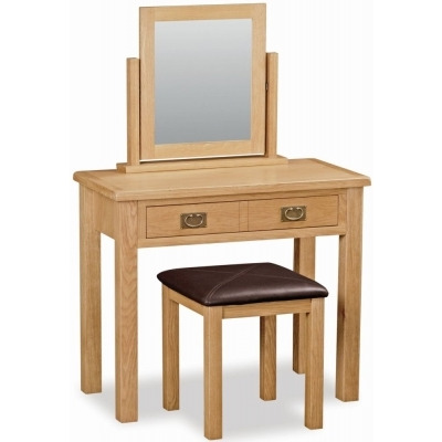 Addison Lite Natural Oak Dressing Table Set with Stool and Mirror