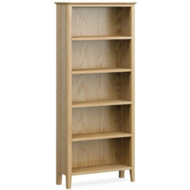 Shaker Oak Large Bookcase, 180cm Bookshelf with 4 Shelves