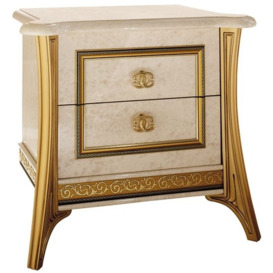 Arredoclassic Melodia Golden Italian 2 Drawer Bedside Cabinet - thumbnail 1