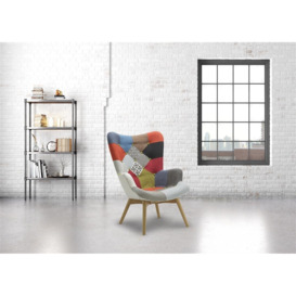 Sloane Fabric Patchwork Armchair and Stool - thumbnail 3