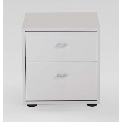 Tokio 2 Drawer Bedside Cabinet in White with Chrome Handle - image 1