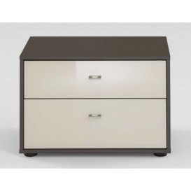 Tokio 2 Drawer Bedside Cabinet in Magnolia Glass and Havana with Chrome Handle