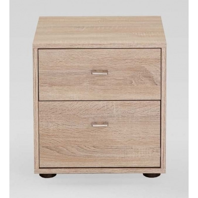 Tokio 2 Drawer Bedside Cabinet in Rustic Oak with Silver Handle - image 1