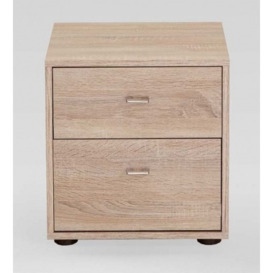 Tokio 2 Drawer Bedside Cabinet in Rustic Oak with Silver Handle