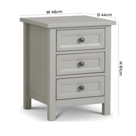 Maine Dove Grey Pine Bedside 3 Drawer Cabinet - thumbnail 3