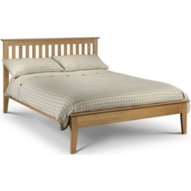 Salerno Low Sheen Lacquered Oak Bed - Comes in Single, Double and King Size Options - thumbnail 1