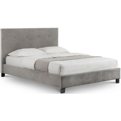 Shoreditch Grey Velvet Fabric Bed - Comes in Double and King Size - image 1