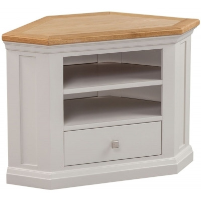 Homestyle GB Cotswold Oak and Painted Corner TV Unit - image 1