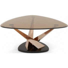 Larissa Coffee Table - Smoked Glass and Rose Gold