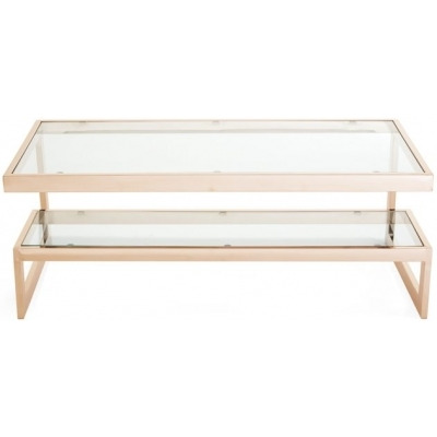 Mera Coffee Table - Glass and Rose Gold