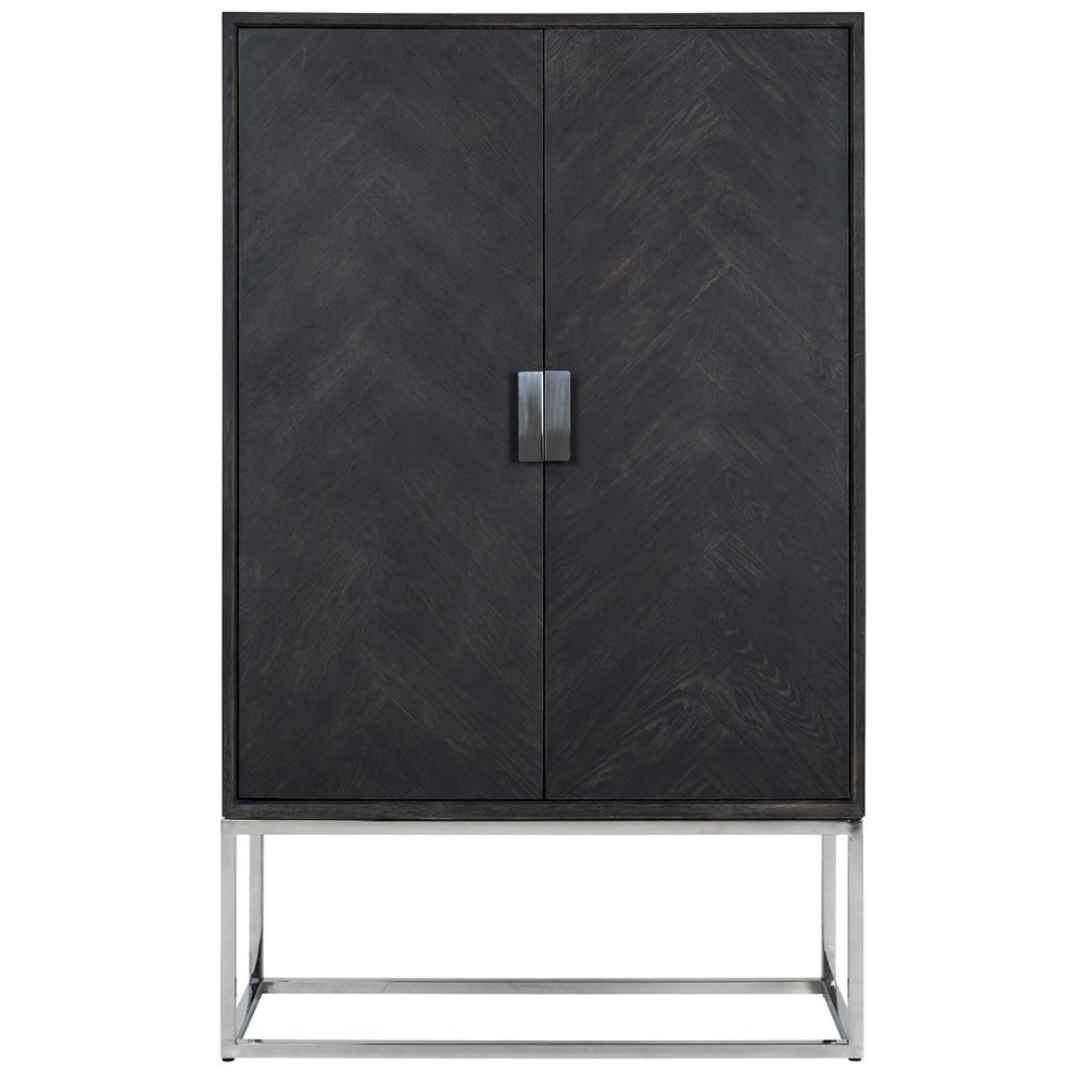 Blackbone Black Oak and Silver 2 Door Low Display Cabinet - image 1
