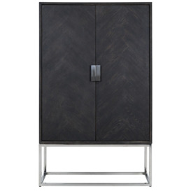 Blackbone Black Oak and Silver 2 Door Low Display Cabinet - thumbnail 1