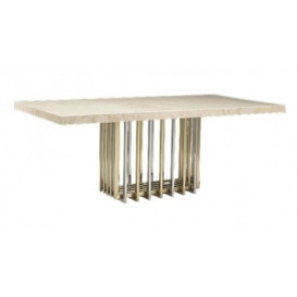 Stone International Cage Dining Table - Marble and Metal - thumbnail 1