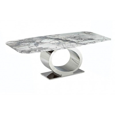 Stone International Eye Rounded Top Dining Table - Marble and Metal - image 1