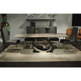 Stone International Eye Rounded Top Dining Table - Marble and Metal - thumbnail 3