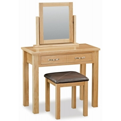 Cameron Natural Oak Dressing Table Set with Stool and Mirror