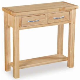 Cameron Natural Oak Small Console Table, 2 Drawers for Narrow Hallway