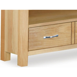 New Trinity Natural Oak Corner TV Unit, 90cm with Storage for Television Upto 32in Plasma - thumbnail 2