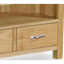 New Trinity Natural Oak Corner TV Unit, 90cm with Storage for Television Upto 32in Plasma - thumbnail 3