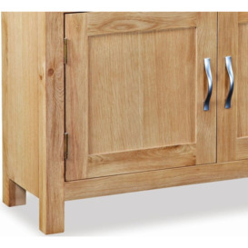 Cameron Natural Oak Small Sideboard with 2 Doors and 2 Drawers - thumbnail 2